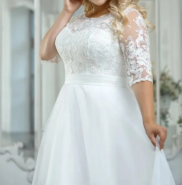 3/4 Lace Applique/Tulle Wedding Gown All Sizes/Colors