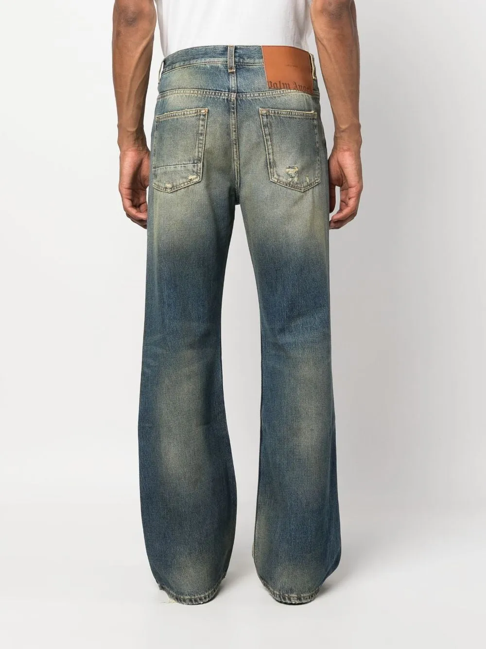 ACID WASH RIPPED BOOTCUT JEANS