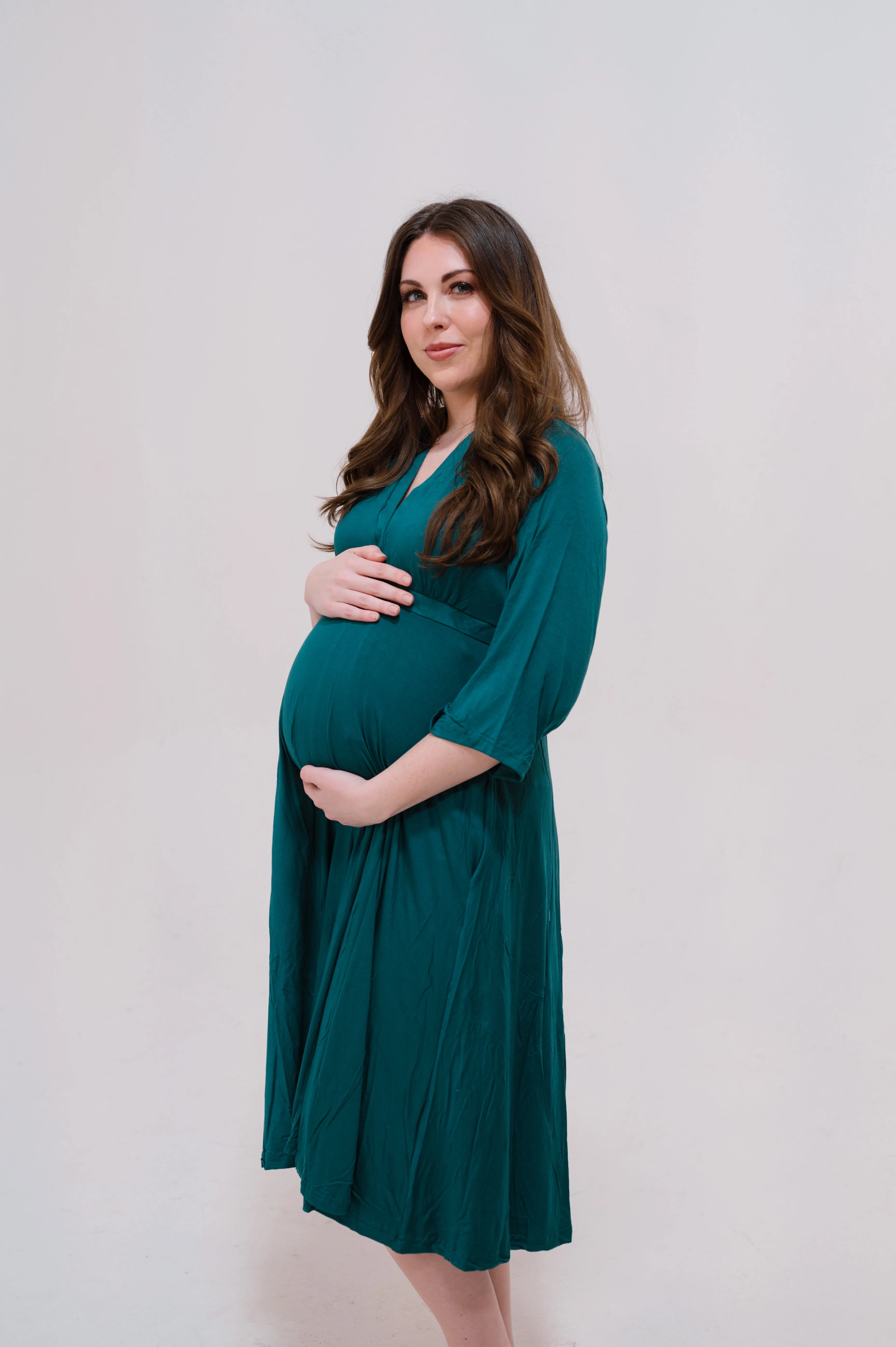 Amelia Labor & Postpartum Gown in Deep Teal