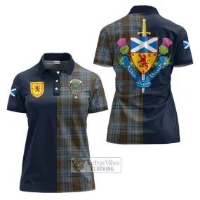 Anderson Tartan Women's Polo Shirt Alba with Scottish Lion Royal Arm Half Style