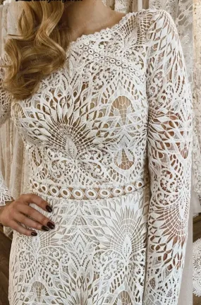 Boho All Over Lace Sheath Wedding Gown All Sizes/Colors