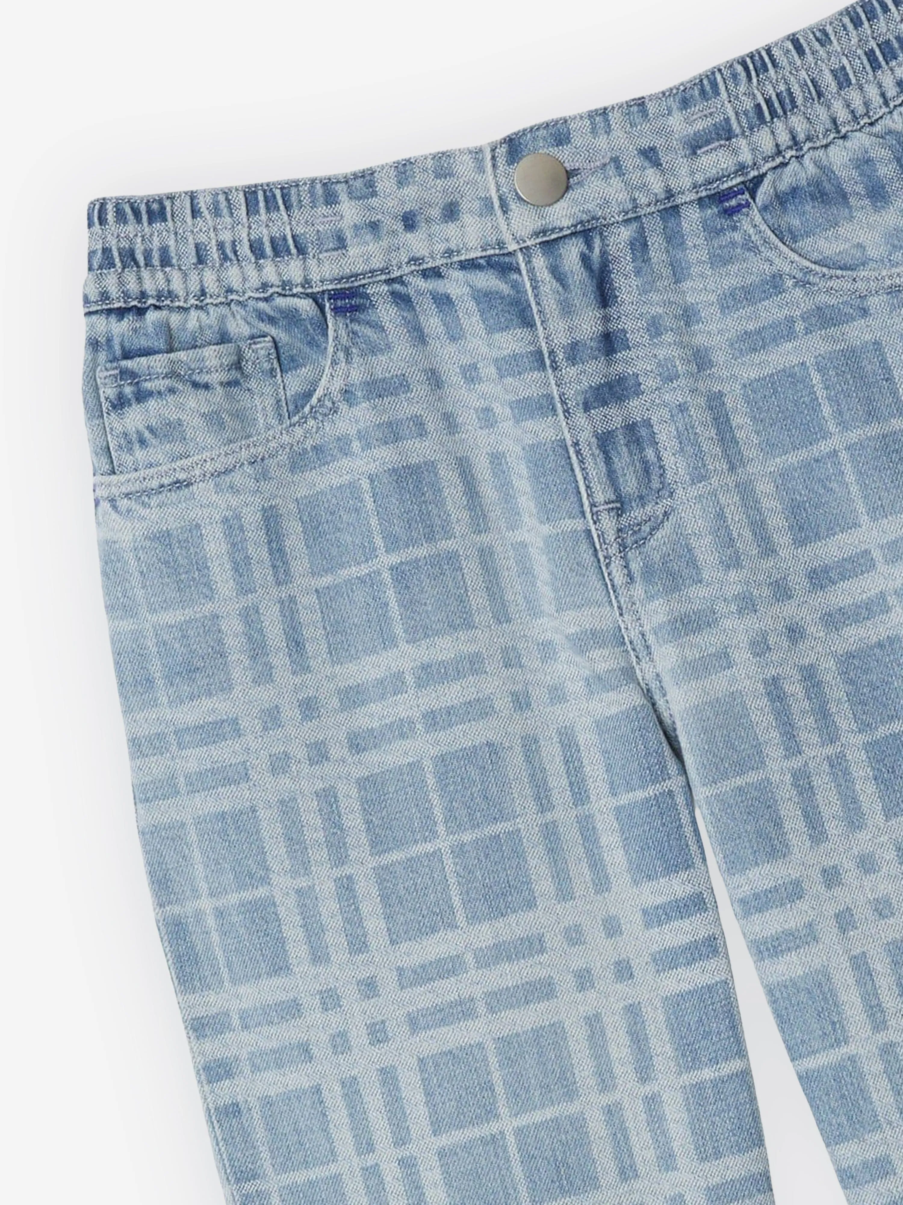 Burberry Boys Check Carven Trousers in Blue