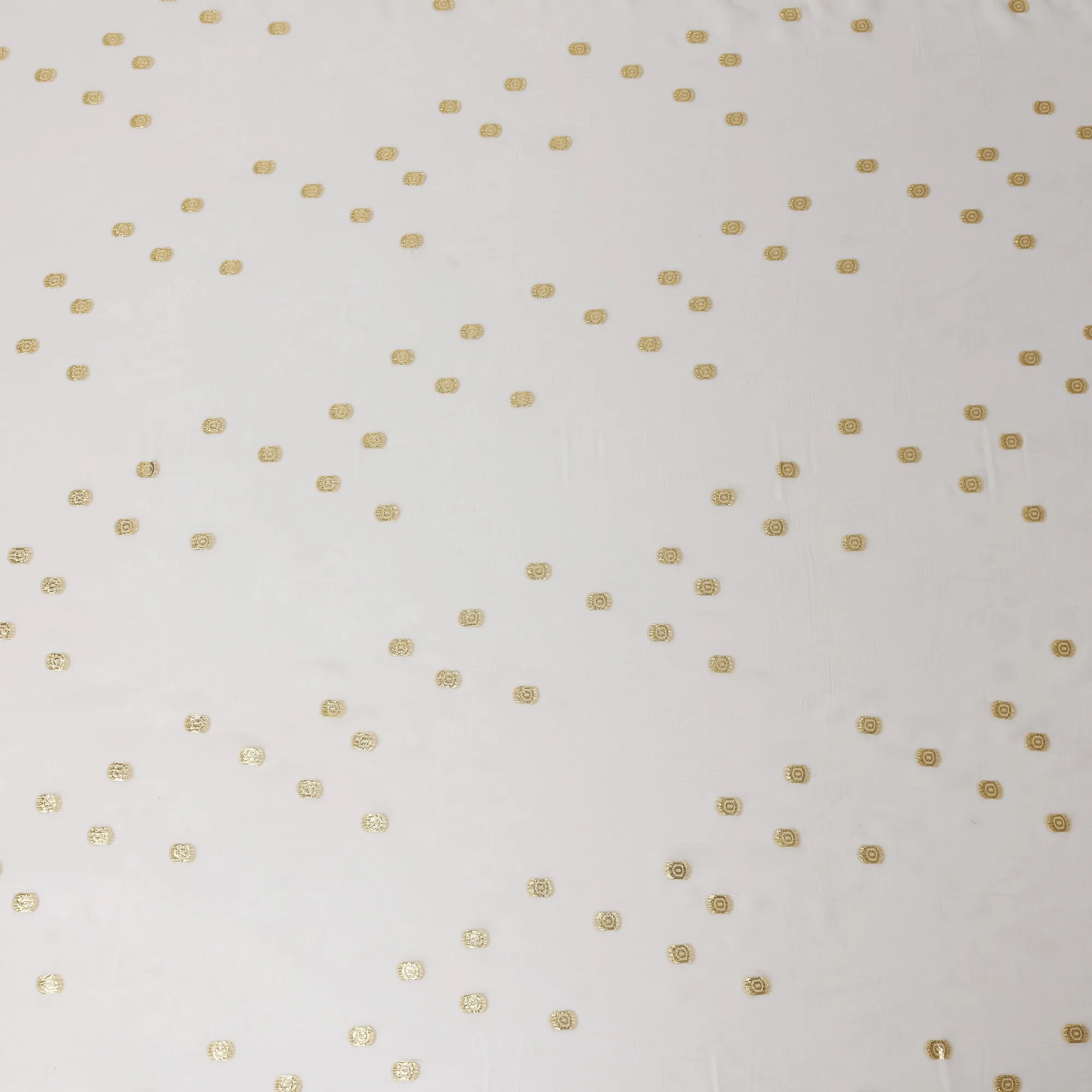 Cream Silk Chiffon Fabric with Gold Metallic Lurex Dots, 110 cm Width, Made in South Korea-D21139