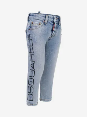 Dsquared2 Boys Jeans - Faded Distressed Denim Logo Jeans