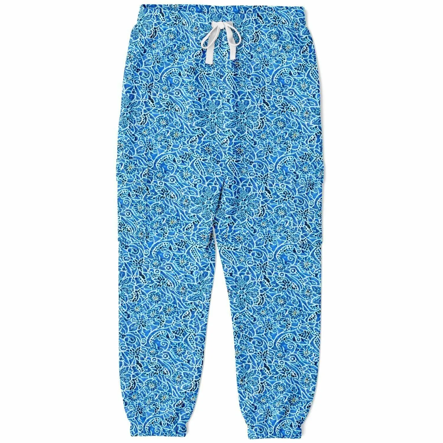 Eco-Friendly Blue Printed Cargo Sweatpants | Comfort Meets Style