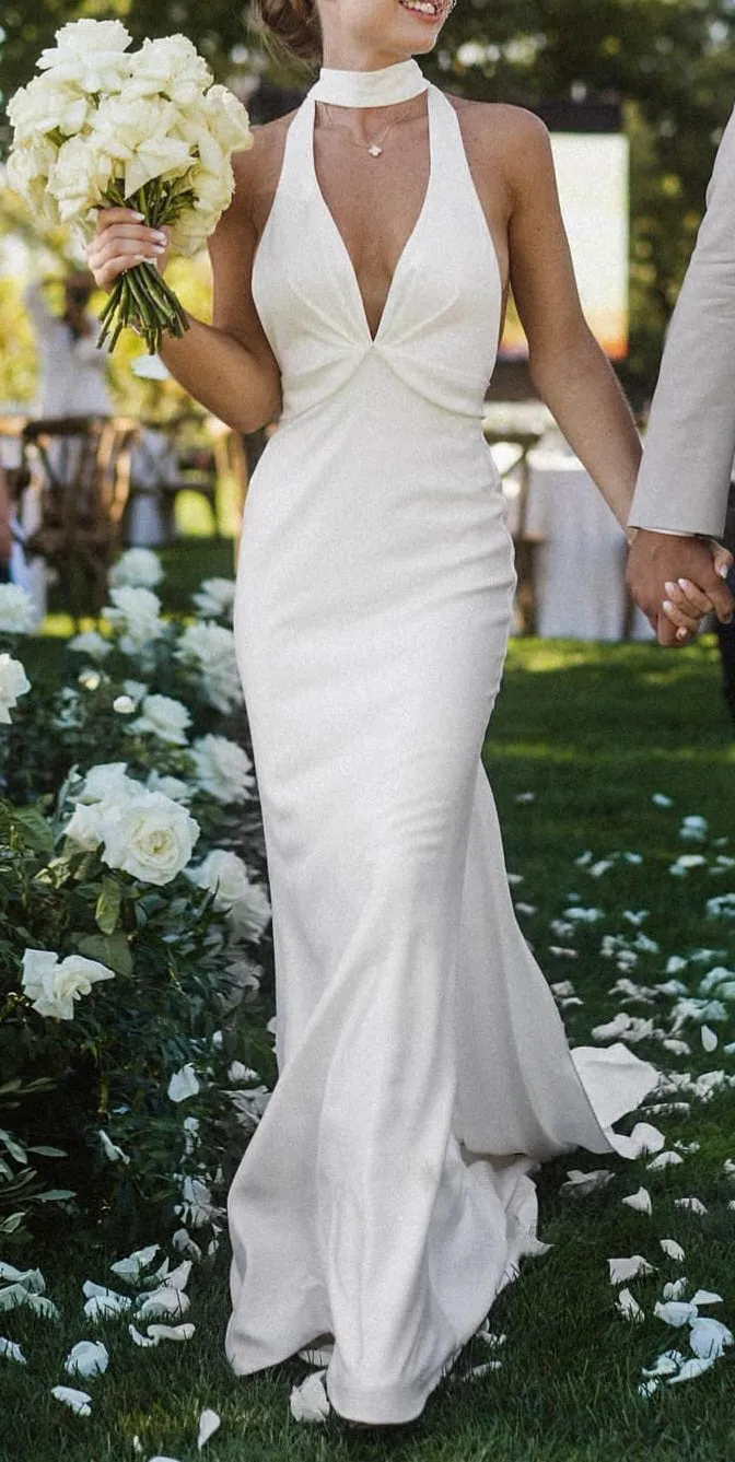 Elegant Modern Satin Wedding Gown