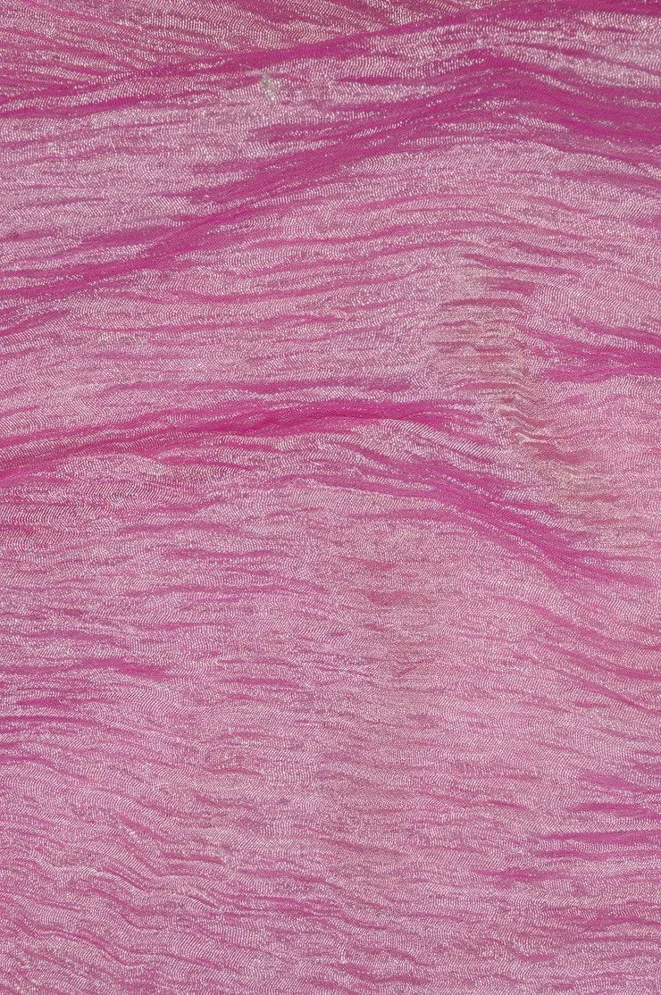 Fuchsia Silver Metallic Crushed Organza Fabric