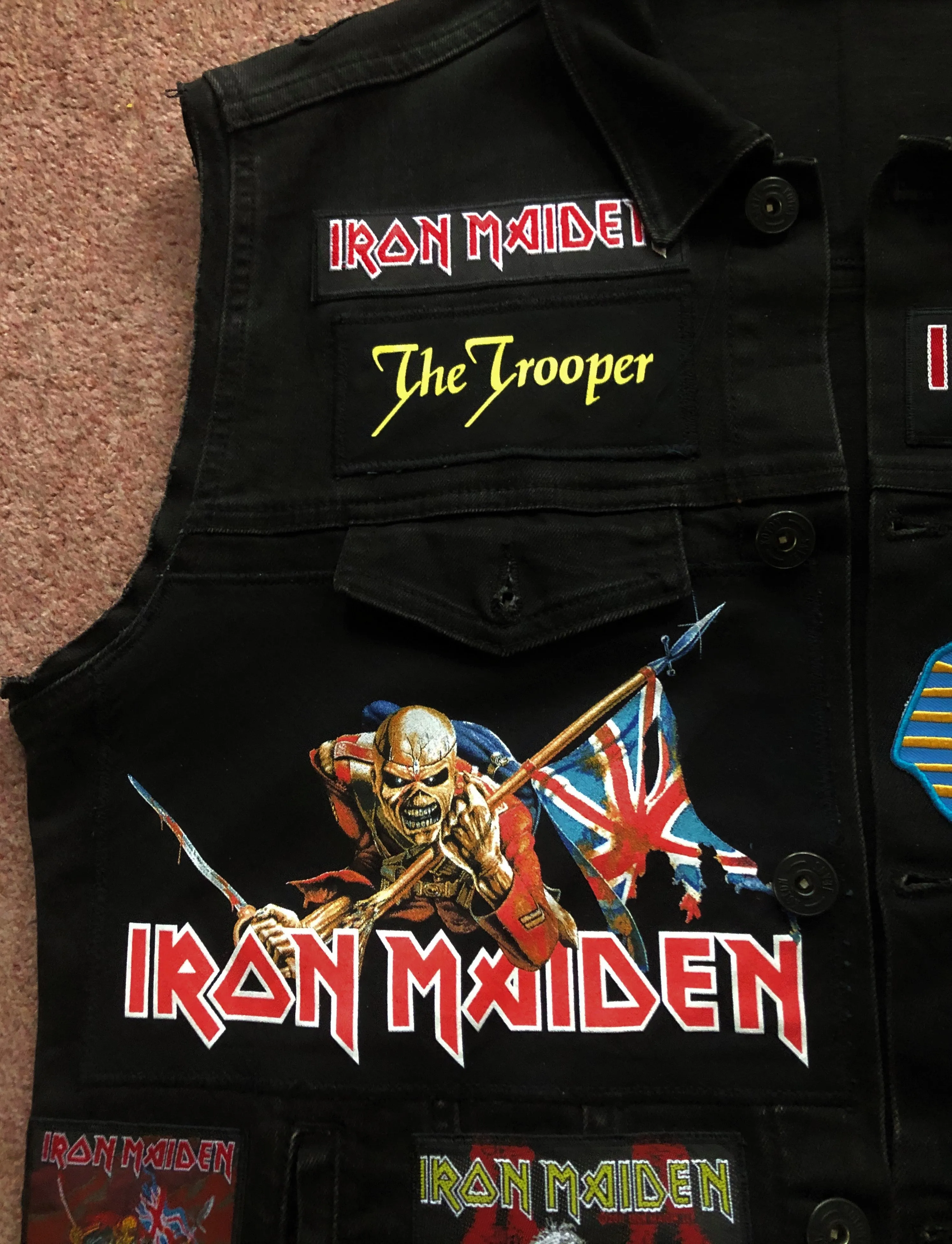 Fully Laden Iron Maiden: Trooper Black Ops Edition Patch Denim Cut-Off Battle Jacket