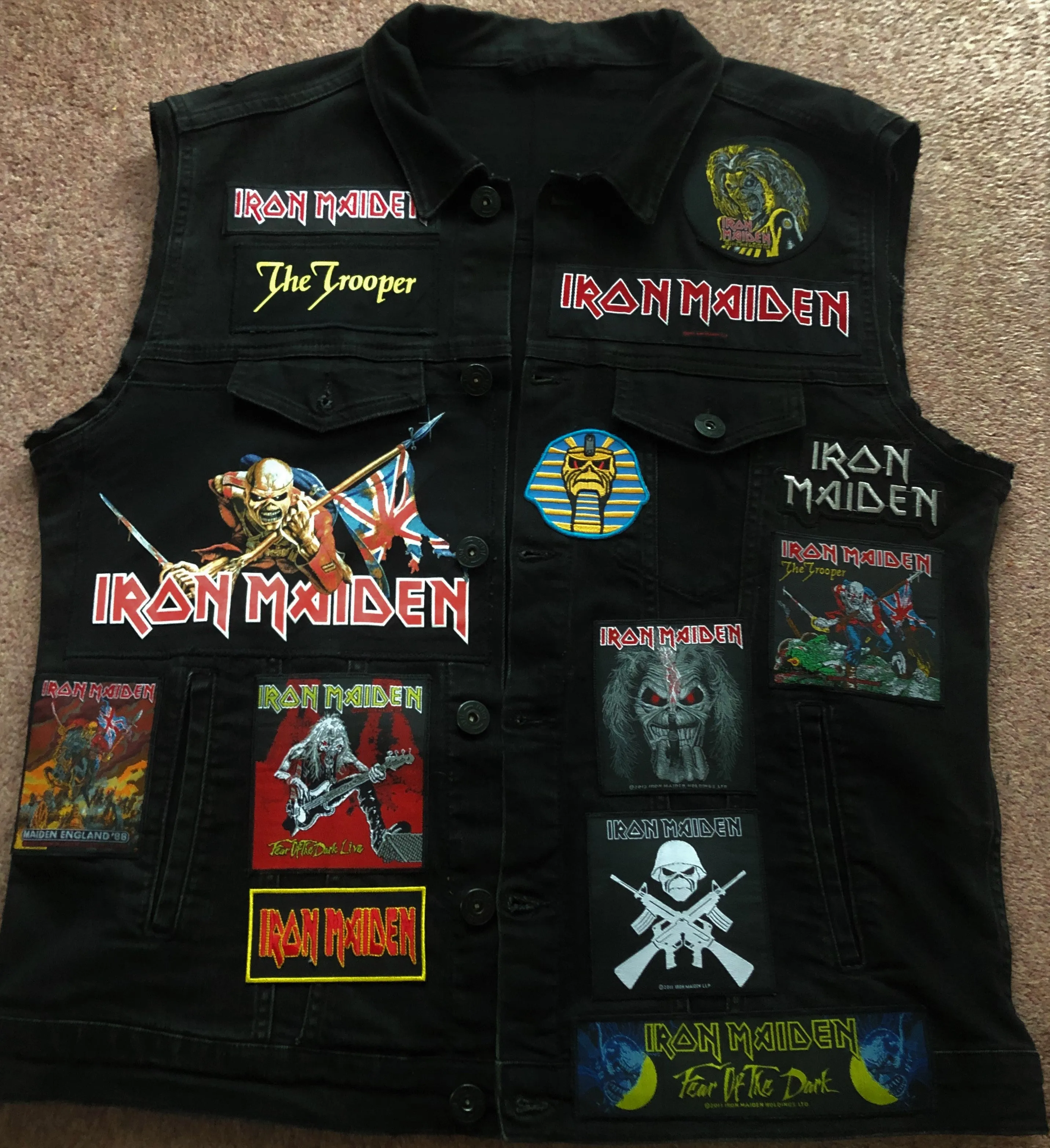 Fully Laden Iron Maiden: Trooper Black Ops Edition Patch Denim Cut-Off Battle Jacket