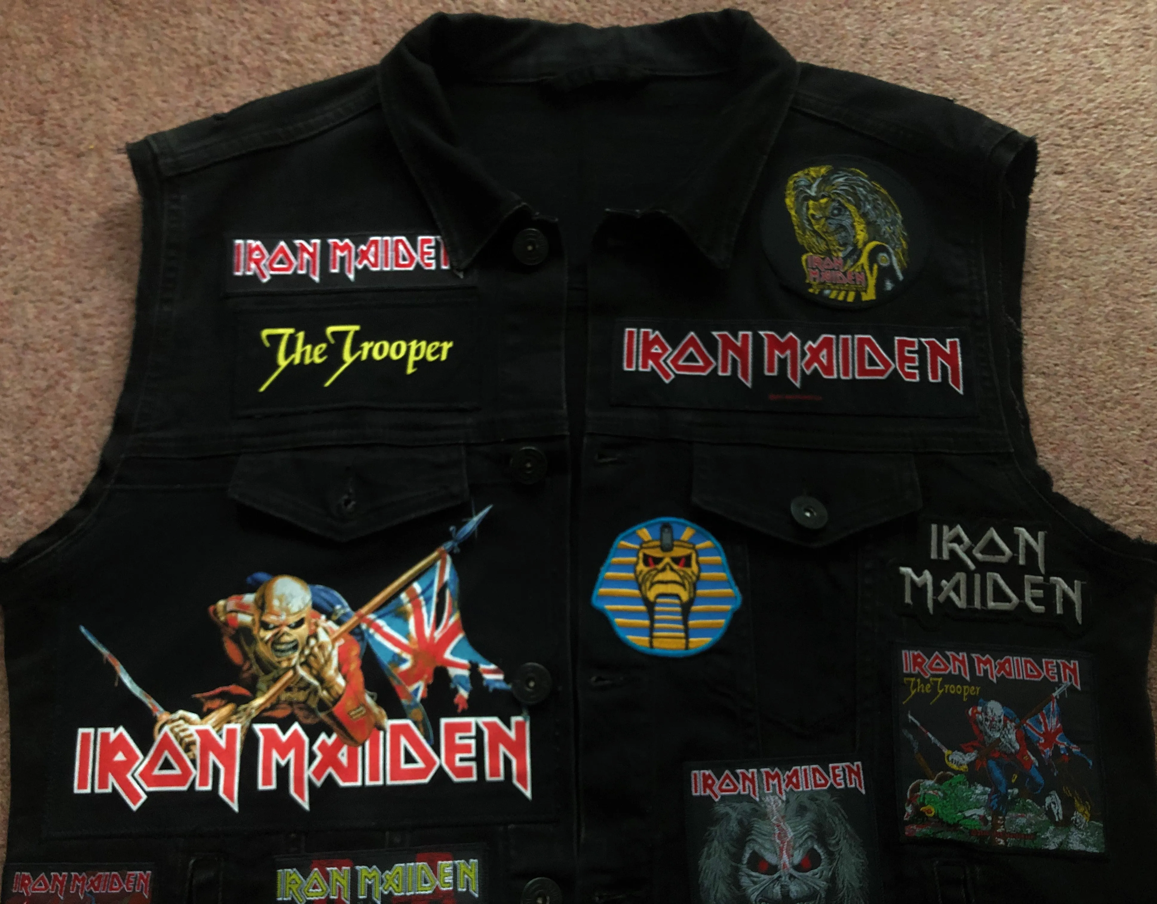 Fully Laden Iron Maiden: Trooper Black Ops Edition Patch Denim Cut-Off Battle Jacket