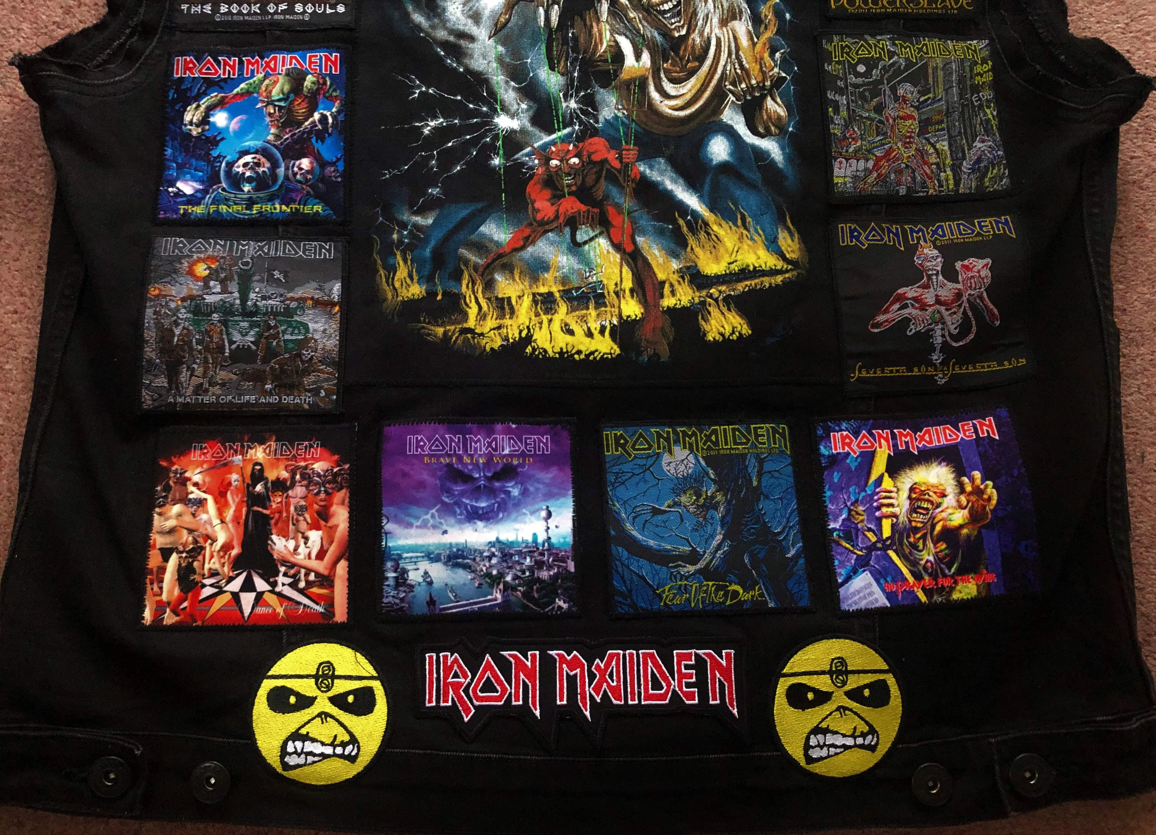 Fully Laden Iron Maiden: Trooper Black Ops Edition Patch Denim Cut-Off Battle Jacket