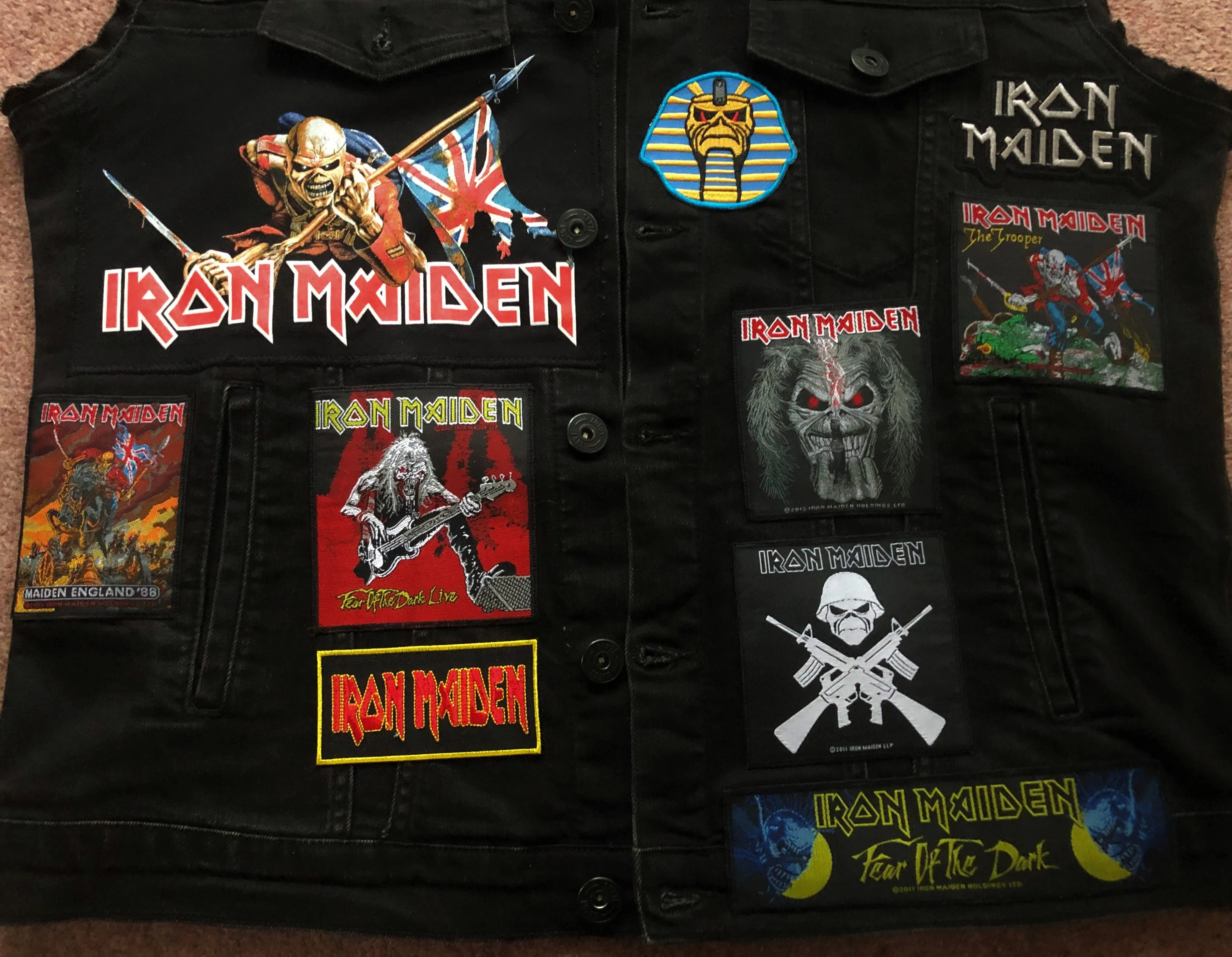 Fully Laden Iron Maiden: Trooper Black Ops Edition Patch Denim Cut-Off Battle Jacket