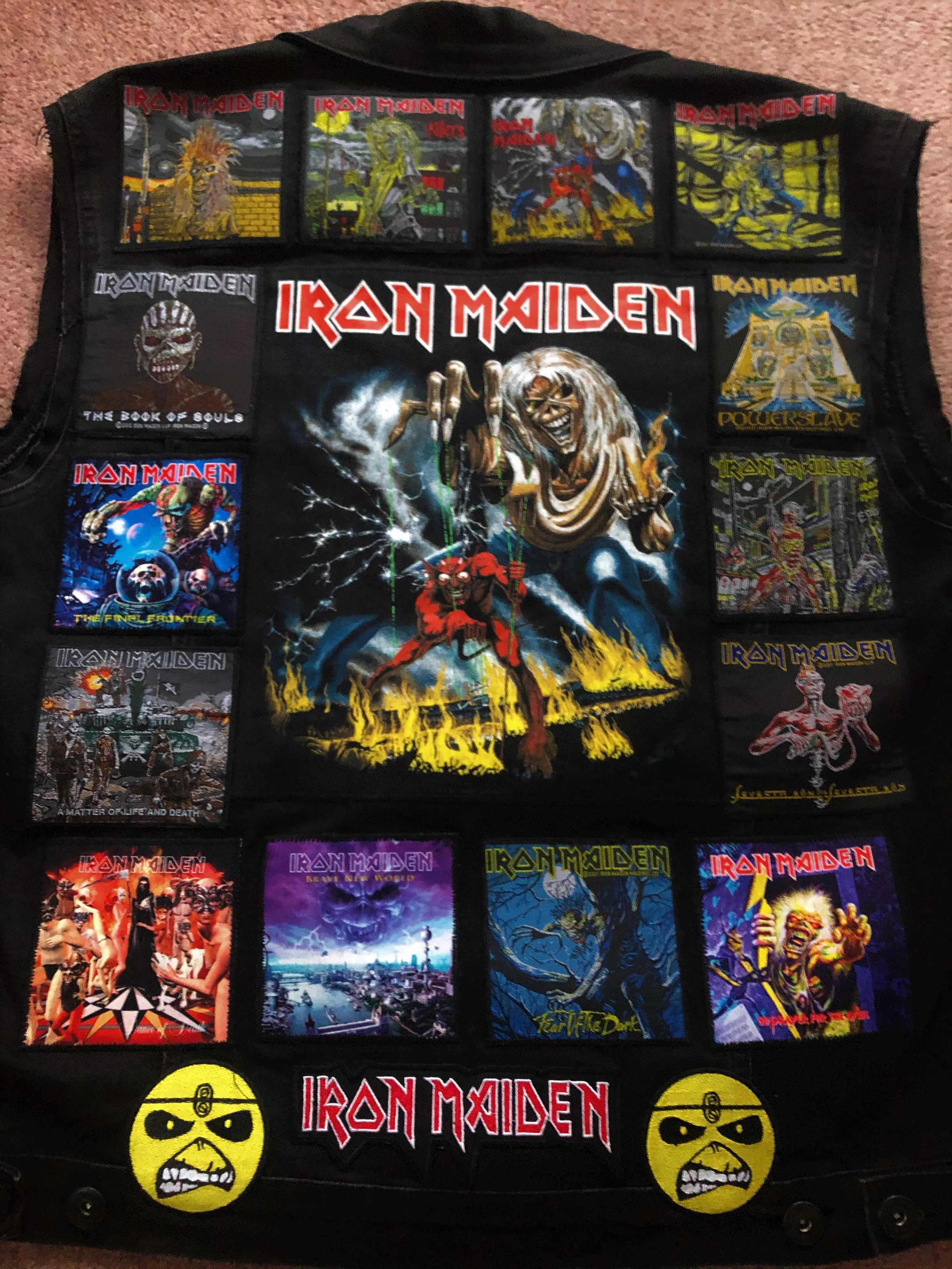 Fully Laden Iron Maiden: Trooper Black Ops Edition Patch Denim Cut-Off Battle Jacket