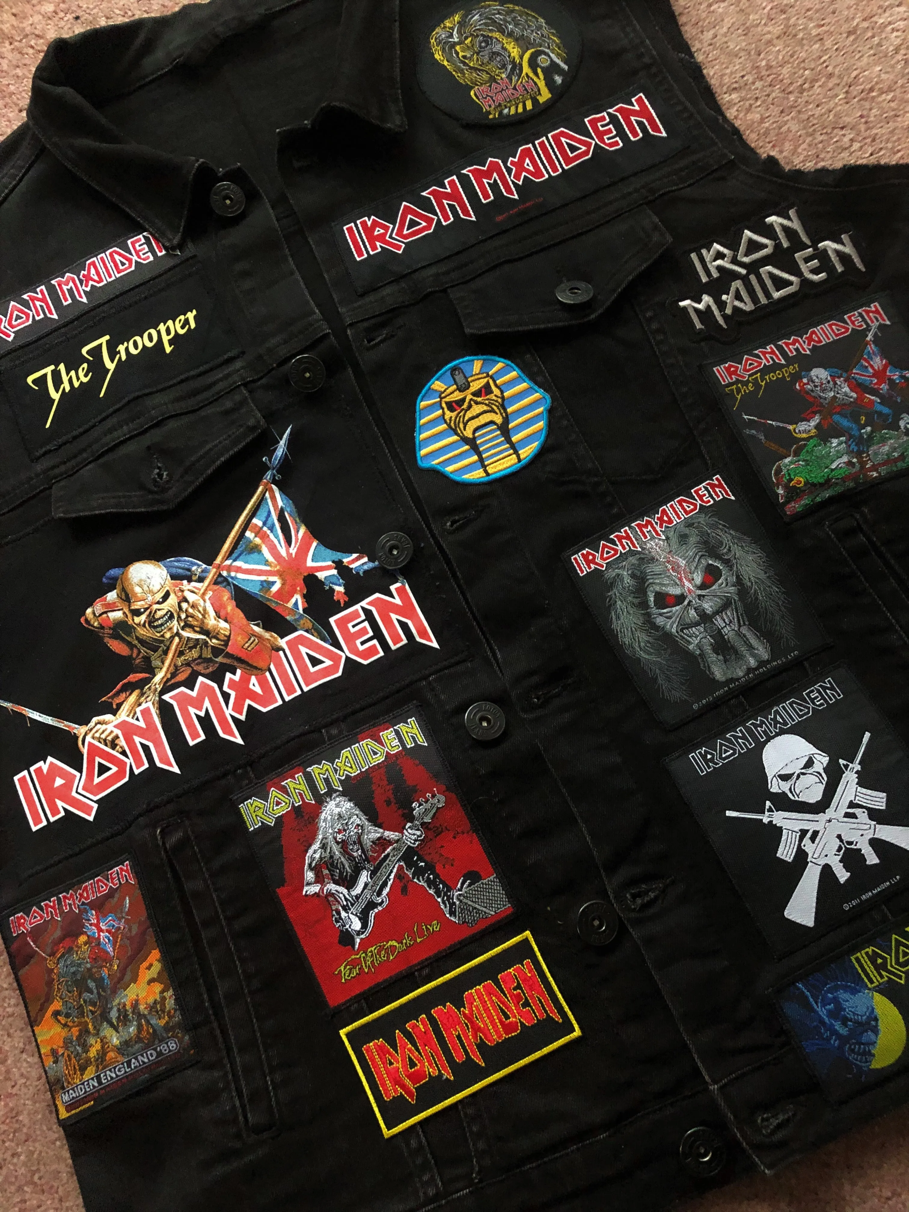 Fully Laden Iron Maiden: Trooper Black Ops Edition Patch Denim Cut-Off Battle Jacket