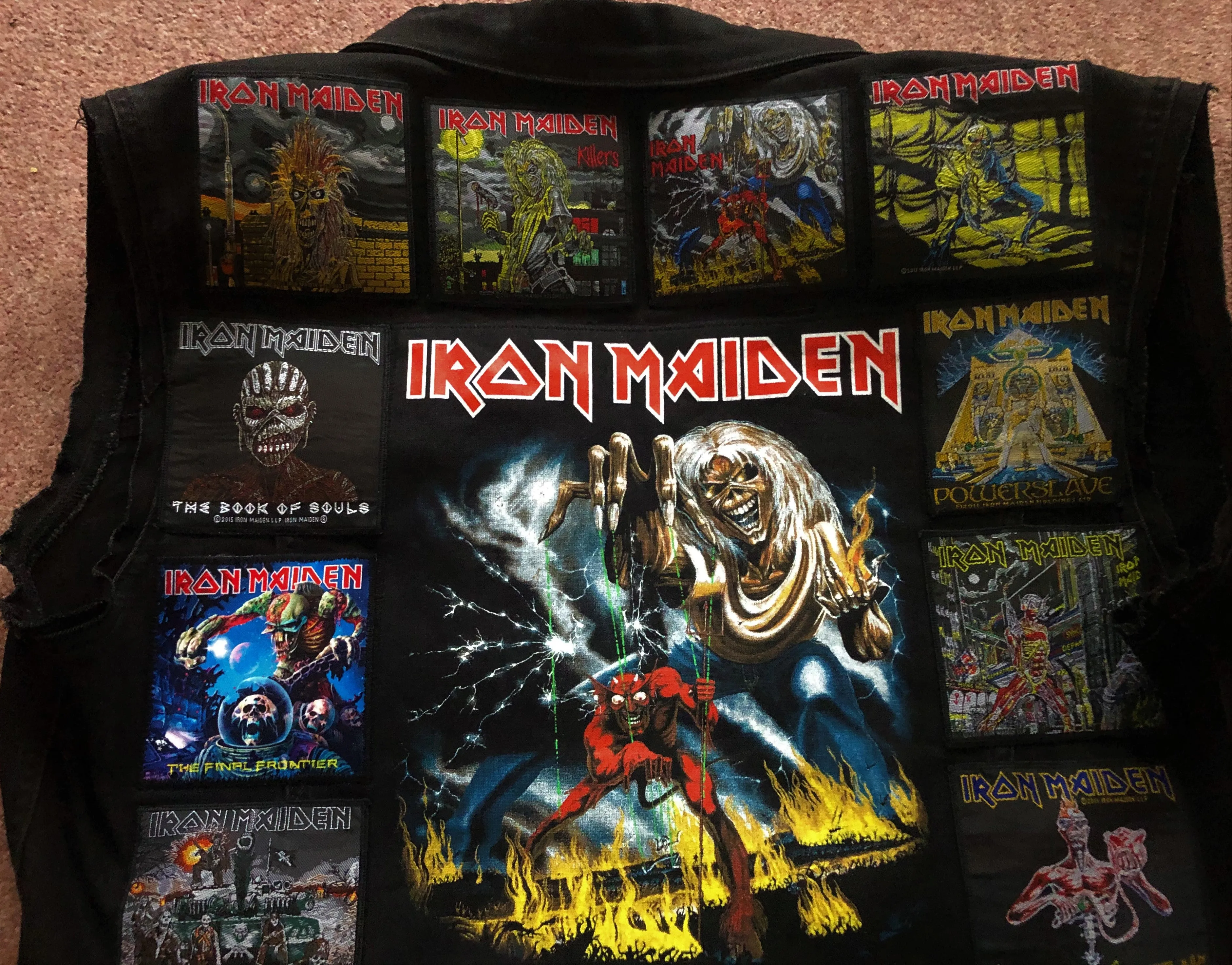 Fully Laden Iron Maiden: Trooper Black Ops Edition Patch Denim Cut-Off Battle Jacket