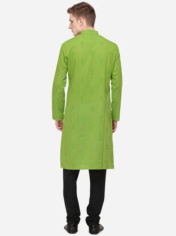 Green Printed Regular Fit Kurta | Azania