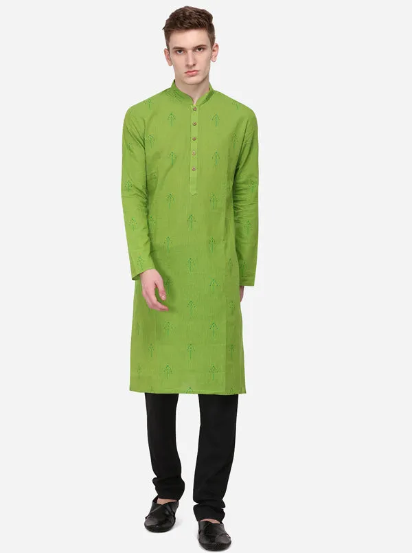 Green Printed Regular Fit Kurta | Azania