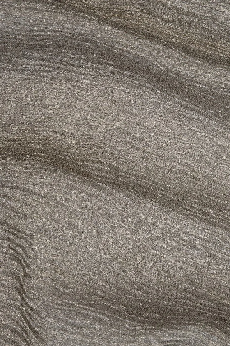 Grey Silver Metallic Crushed Organza Fabric