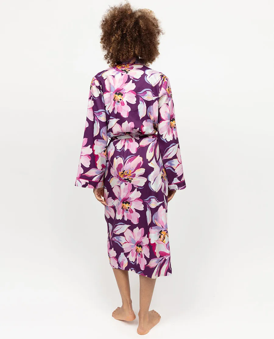 Hazel Womens Floral Print Long Dressing Gown