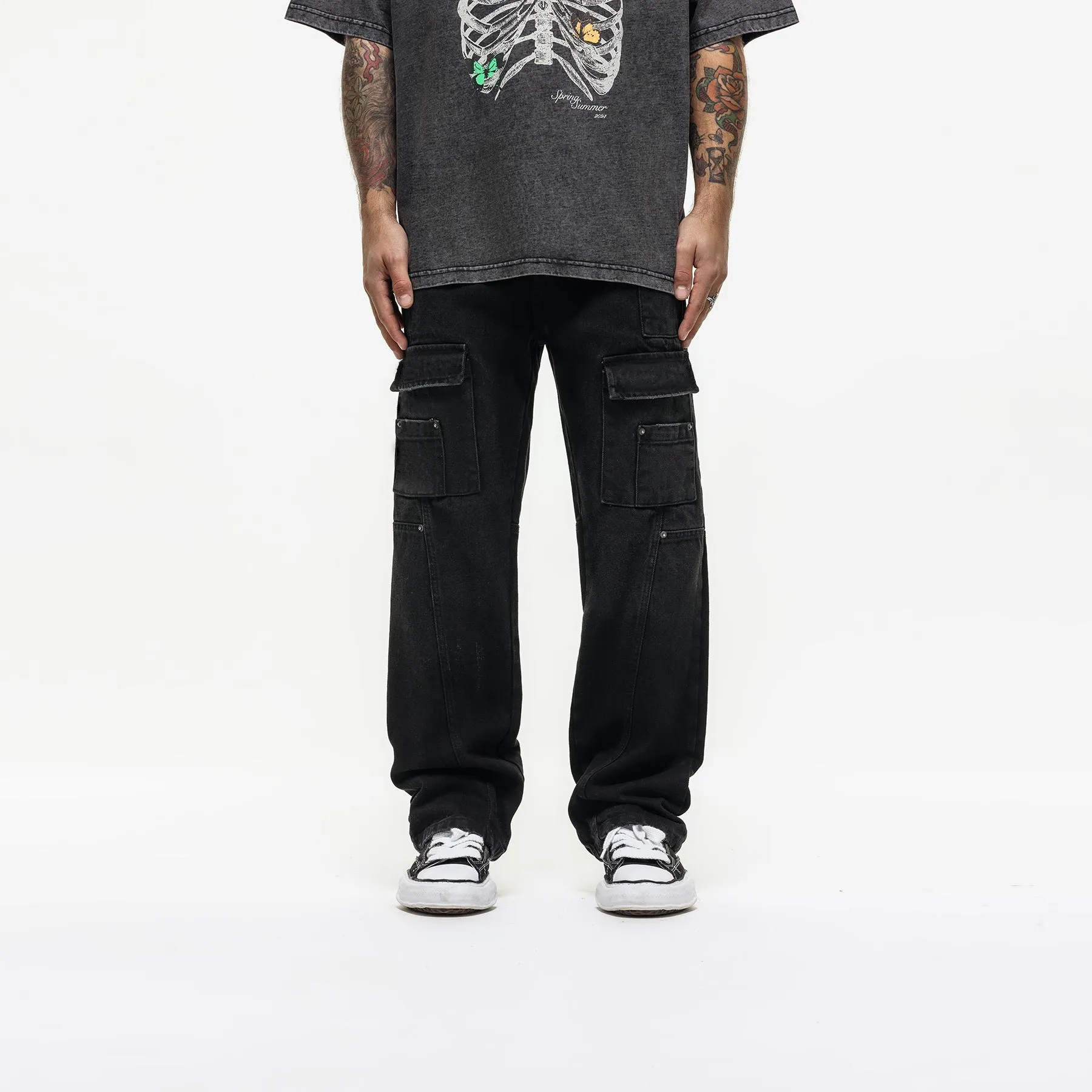 Heavy Utility Washed Black Denim Jeans (Final Sale)