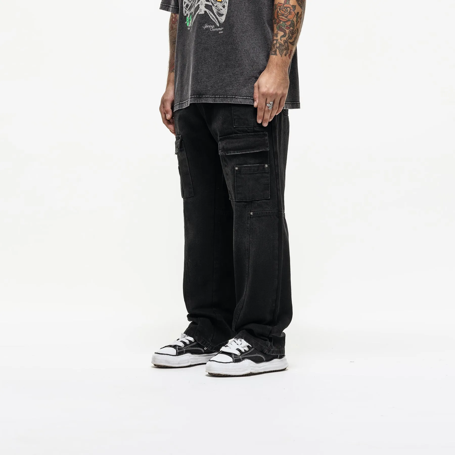 Heavy Utility Washed Black Denim Jeans (Final Sale)