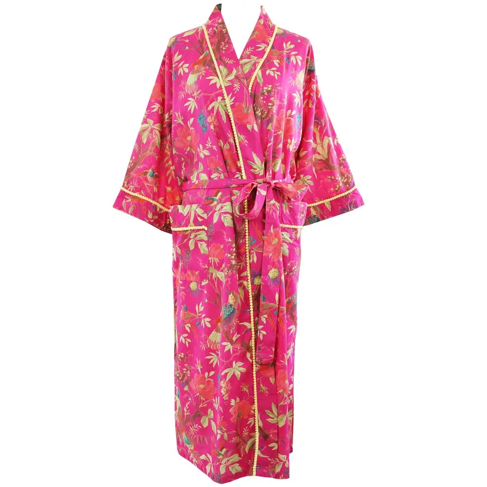 Hot Pink Bird Ladies Dressing Gown