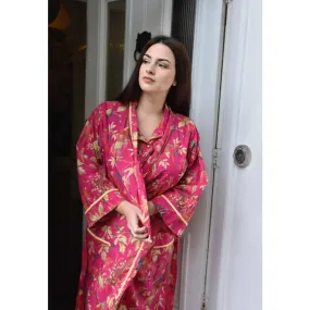 Hot Pink Bird Ladies Dressing Gown