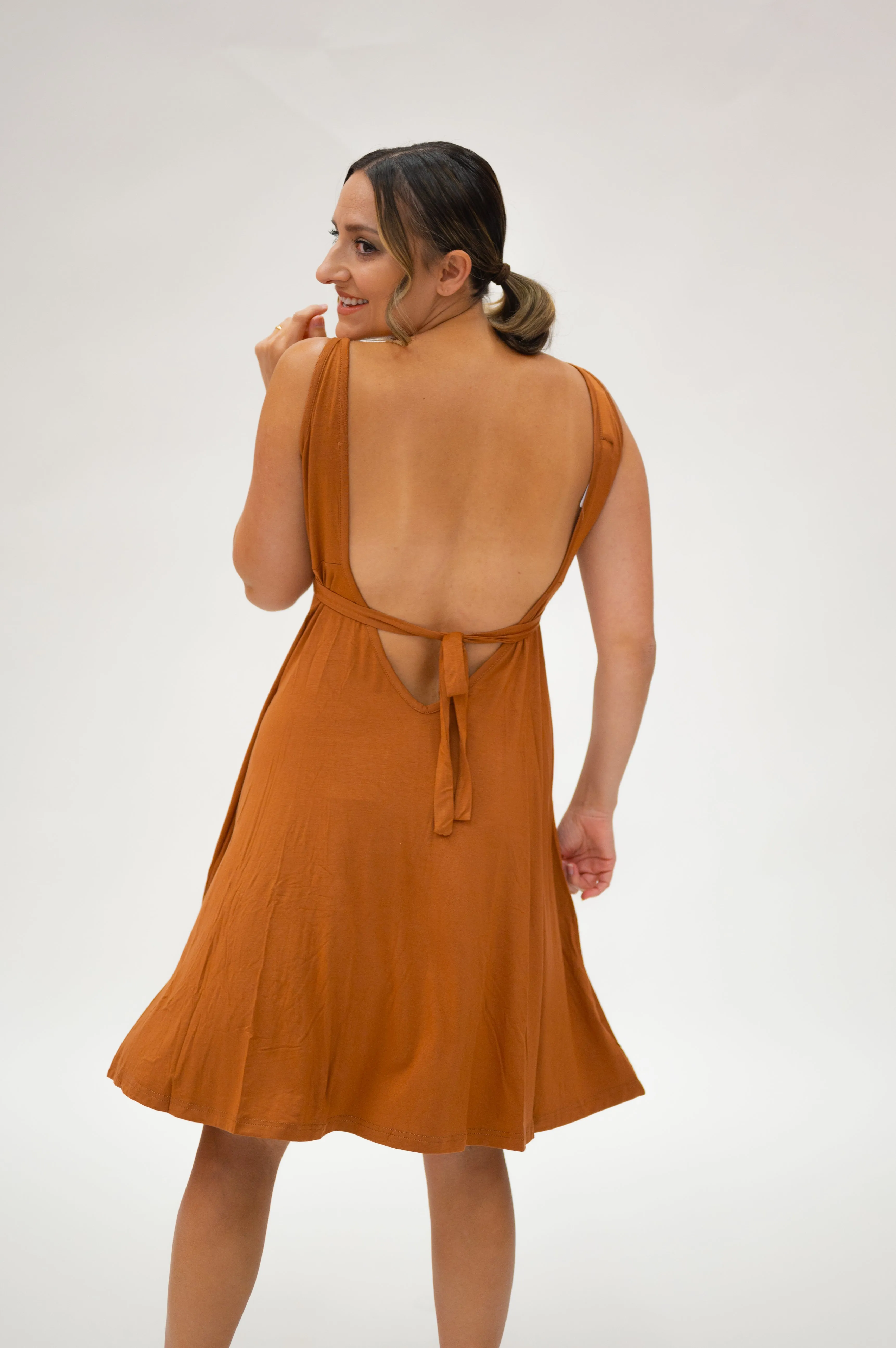 Juliet Labor & Postpartum Gown in Burnt Orange