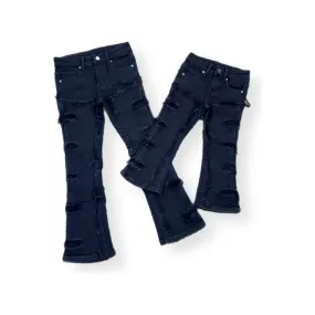 Kids black stack Denim