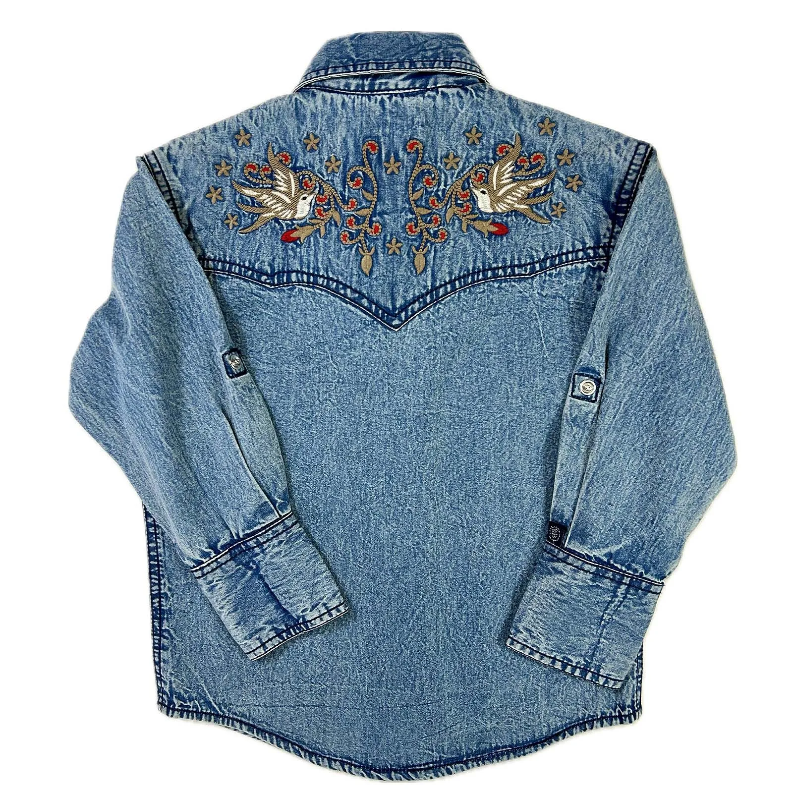 Kid's Denim Flying Swallows Embroidered Western Shirt