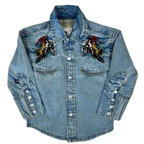 Kid's Rockmount Denim Bronc Vintage Embroidered Western Shirt