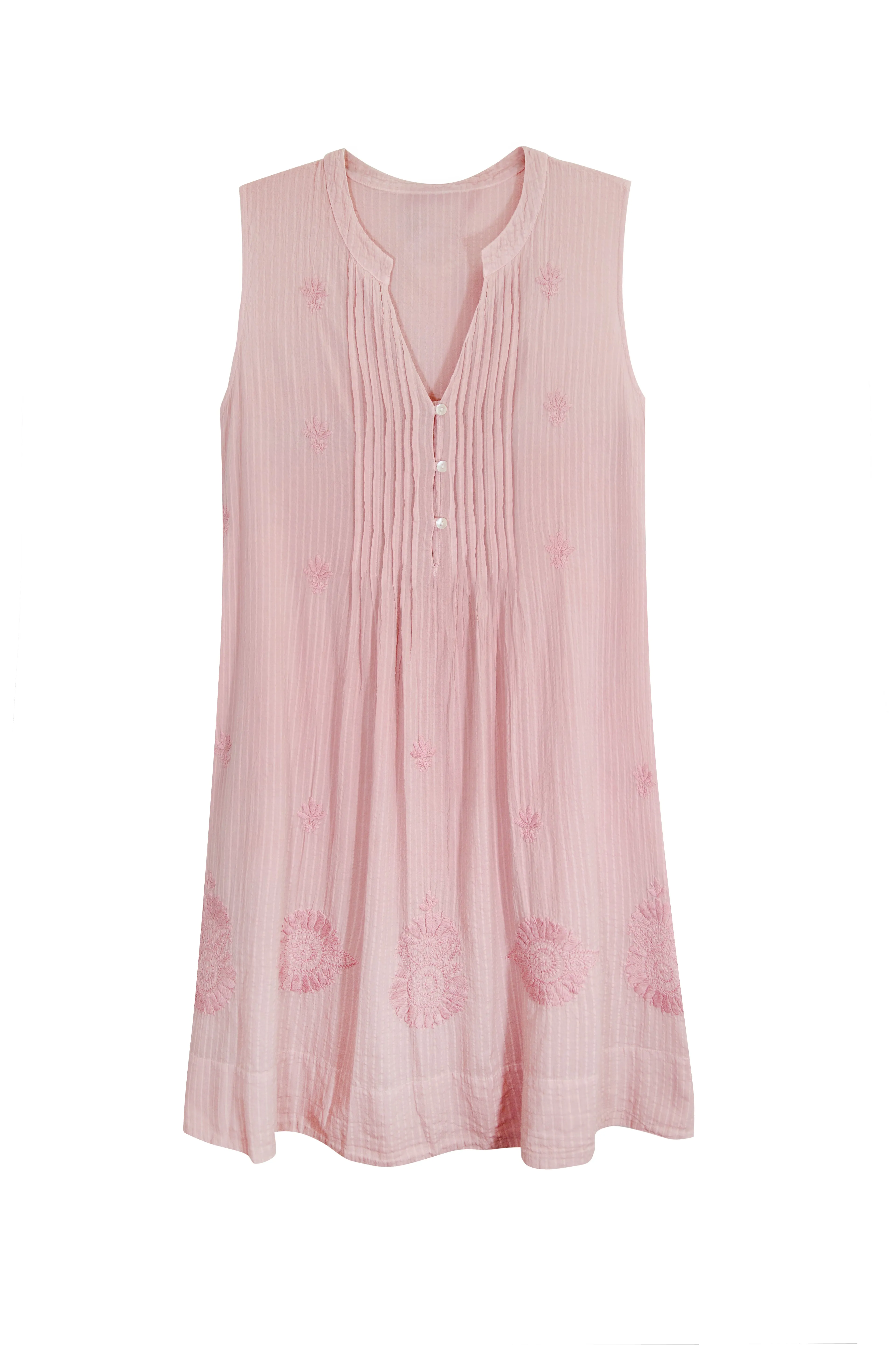 La Cera 100% Cotton Plus Size Leno Stripe Chemise