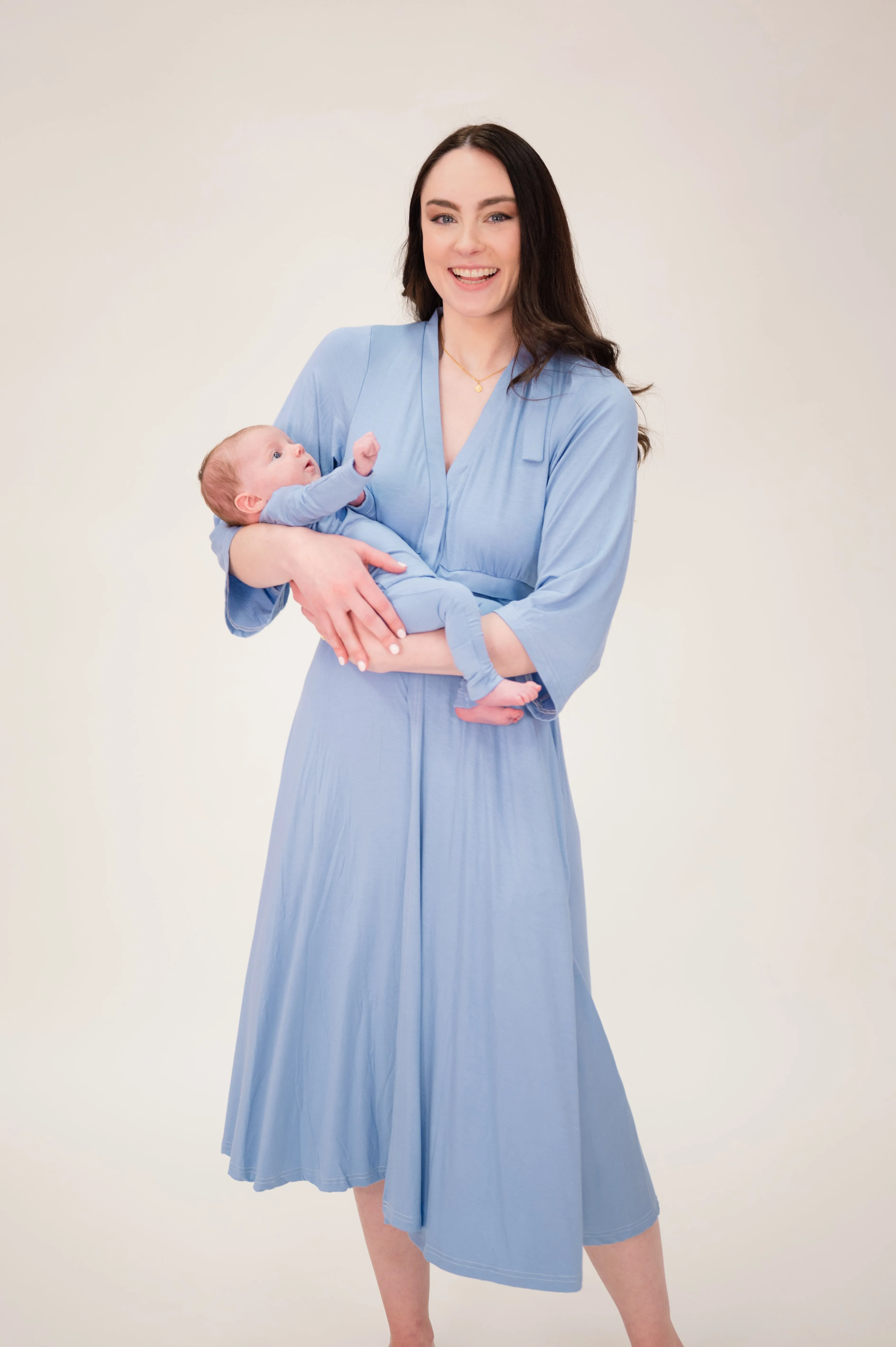 Lila Labor Postpartum Gown in Periwinkle Blue