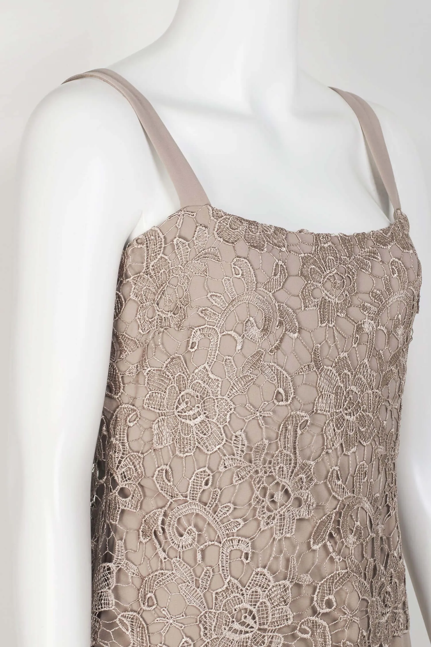 Marina Square Neck Sleeveless Lace Bodice Overlay Zipper Back with Matching Lace Jacket Two Piece Set