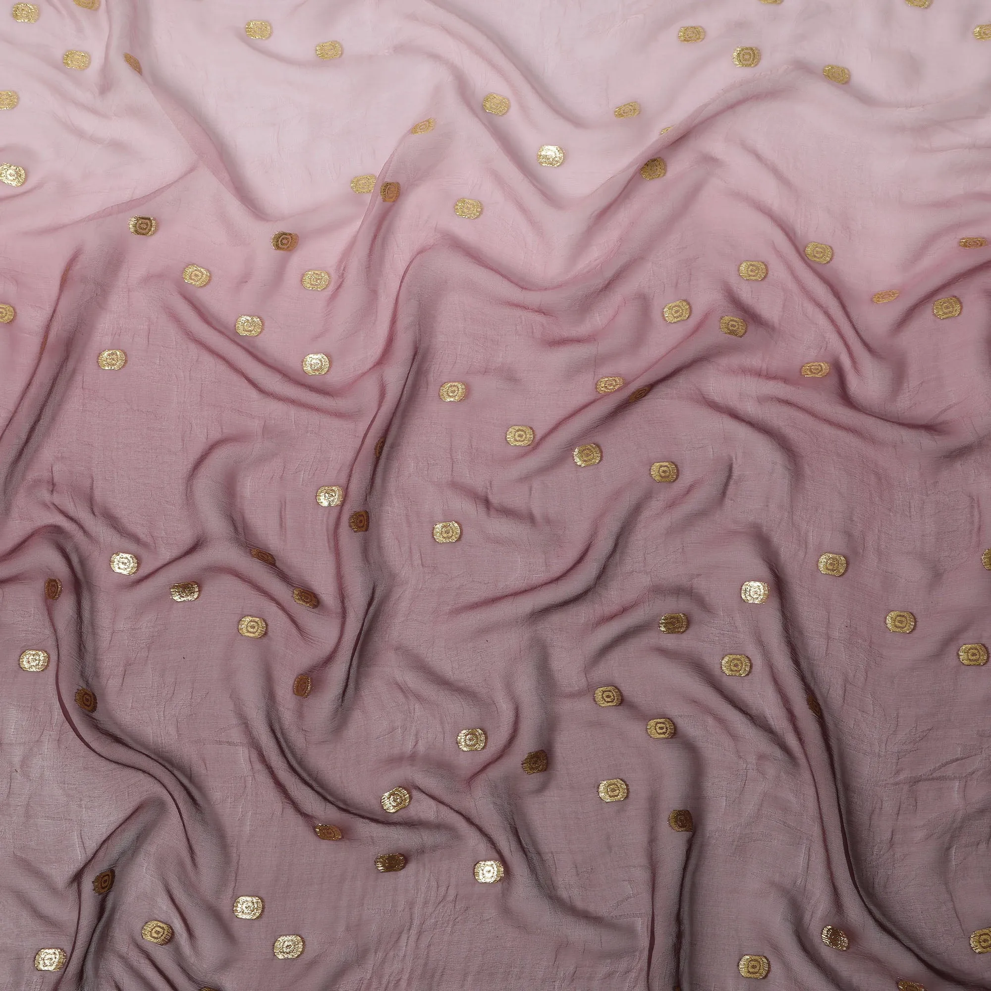 Mauve Silk Chiffon Fabric with Metallic Lurex, 110 cm Width, Ombre Design, Made in South Korea-D21147