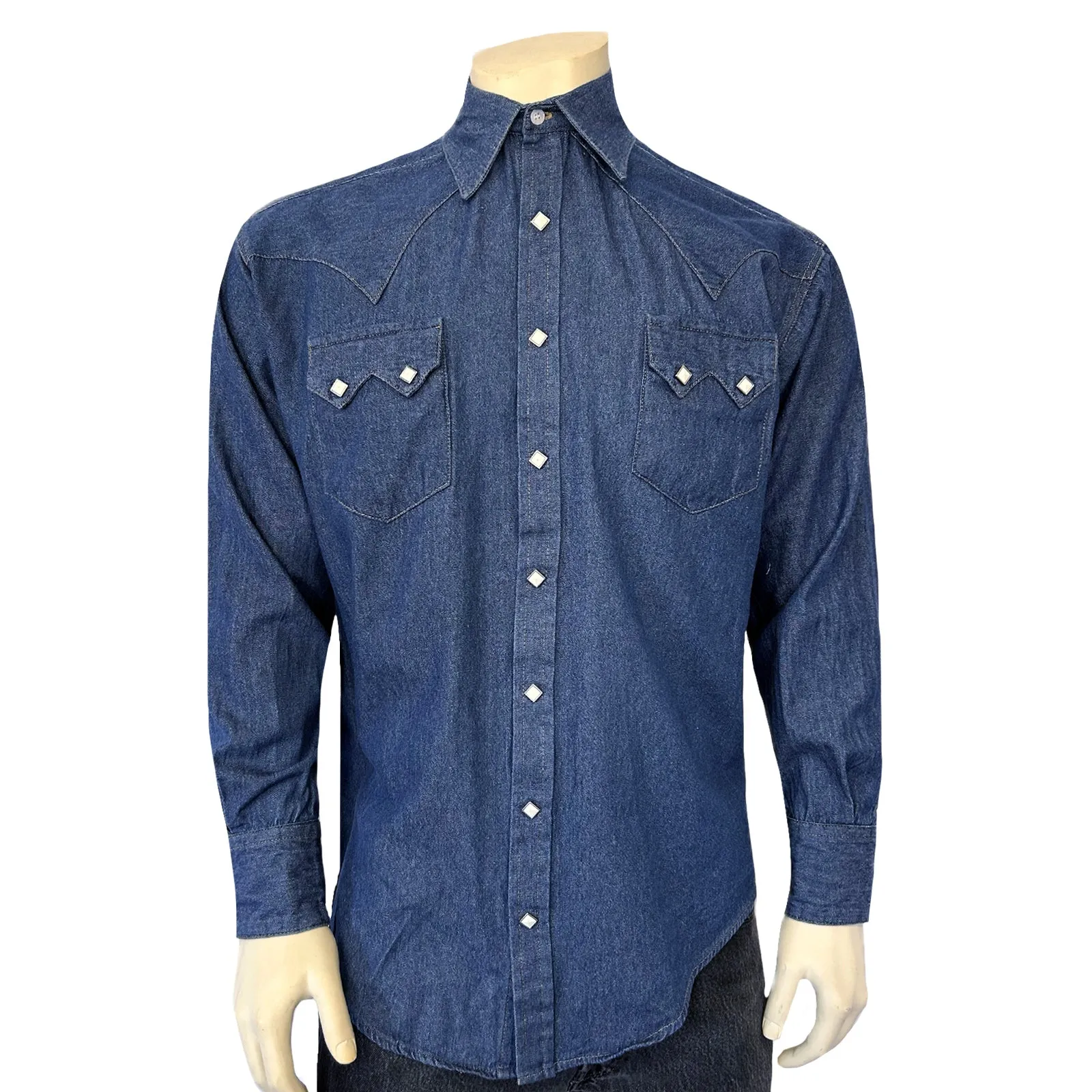 Men's Classic Stonewashed Denim Western Shirt