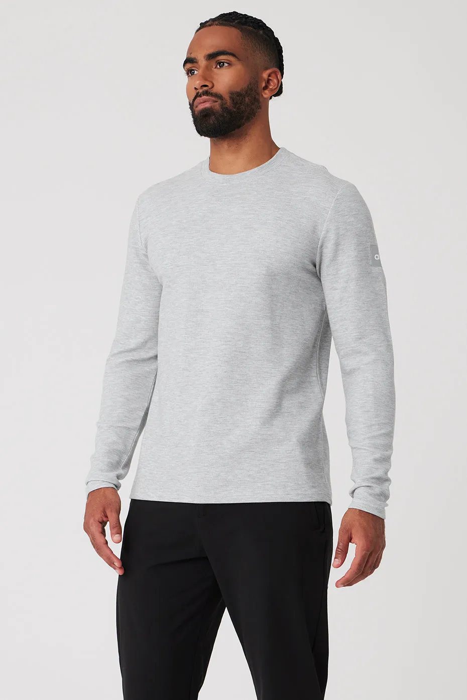 Micro Waffle Fast Break Long Sleeve Tee - Athletic Heather Grey