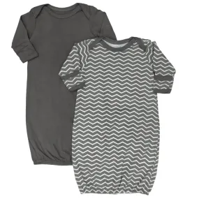 Moon Organic Sleep Gown, Set of 2, Zigzag (Grey)