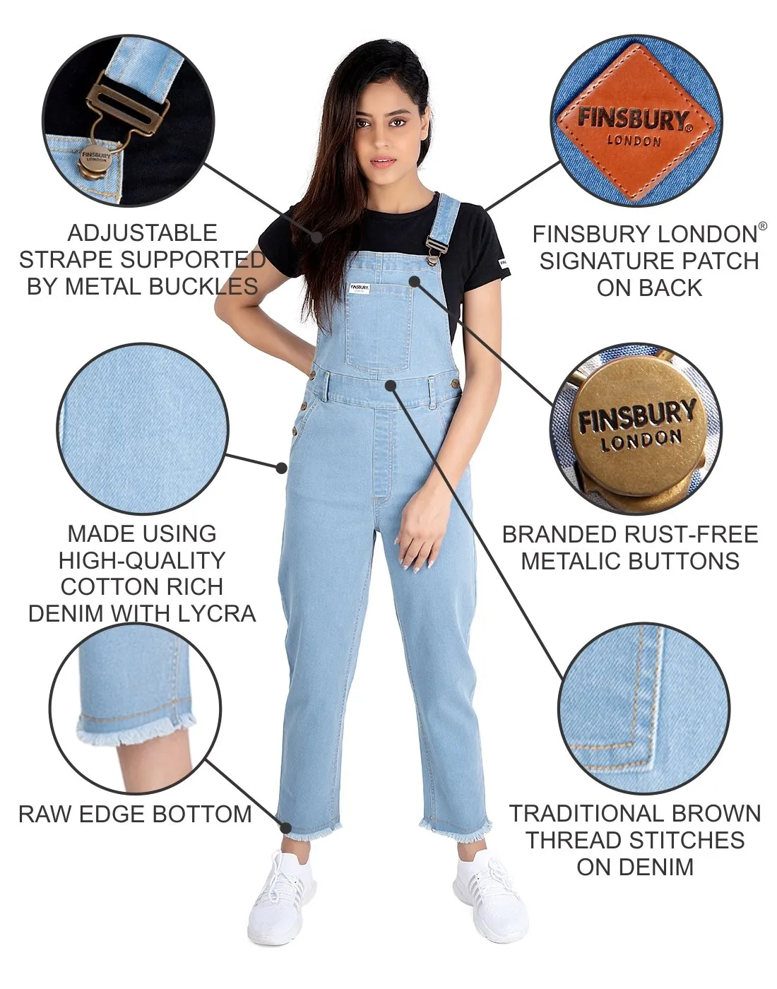 NaughtyDungaree® Feded Blue Women Denim Dungaree