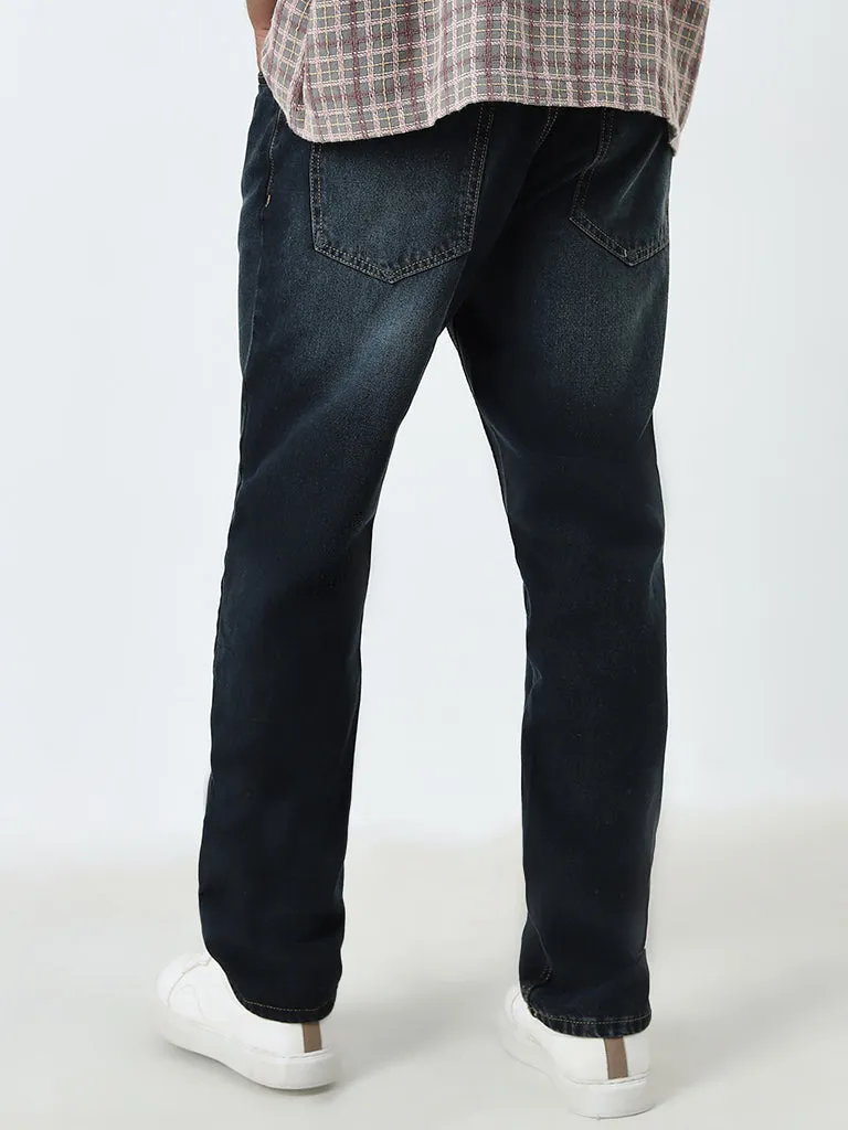 Nuon Dark Blue Relaxed - Fit Mid - Rise Jeans