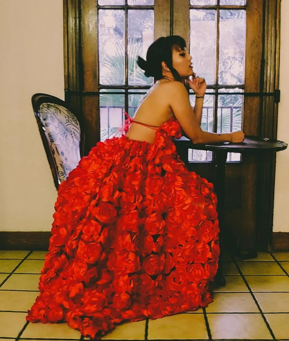 "SCARLETT" Red Rosette Indian Wedding Ballgown Set