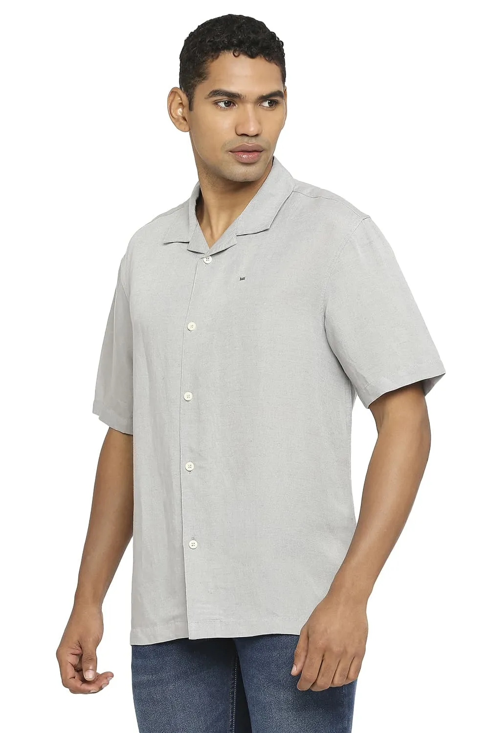 Relaxed Fit Linen Viscose Halfsleeves Shirt