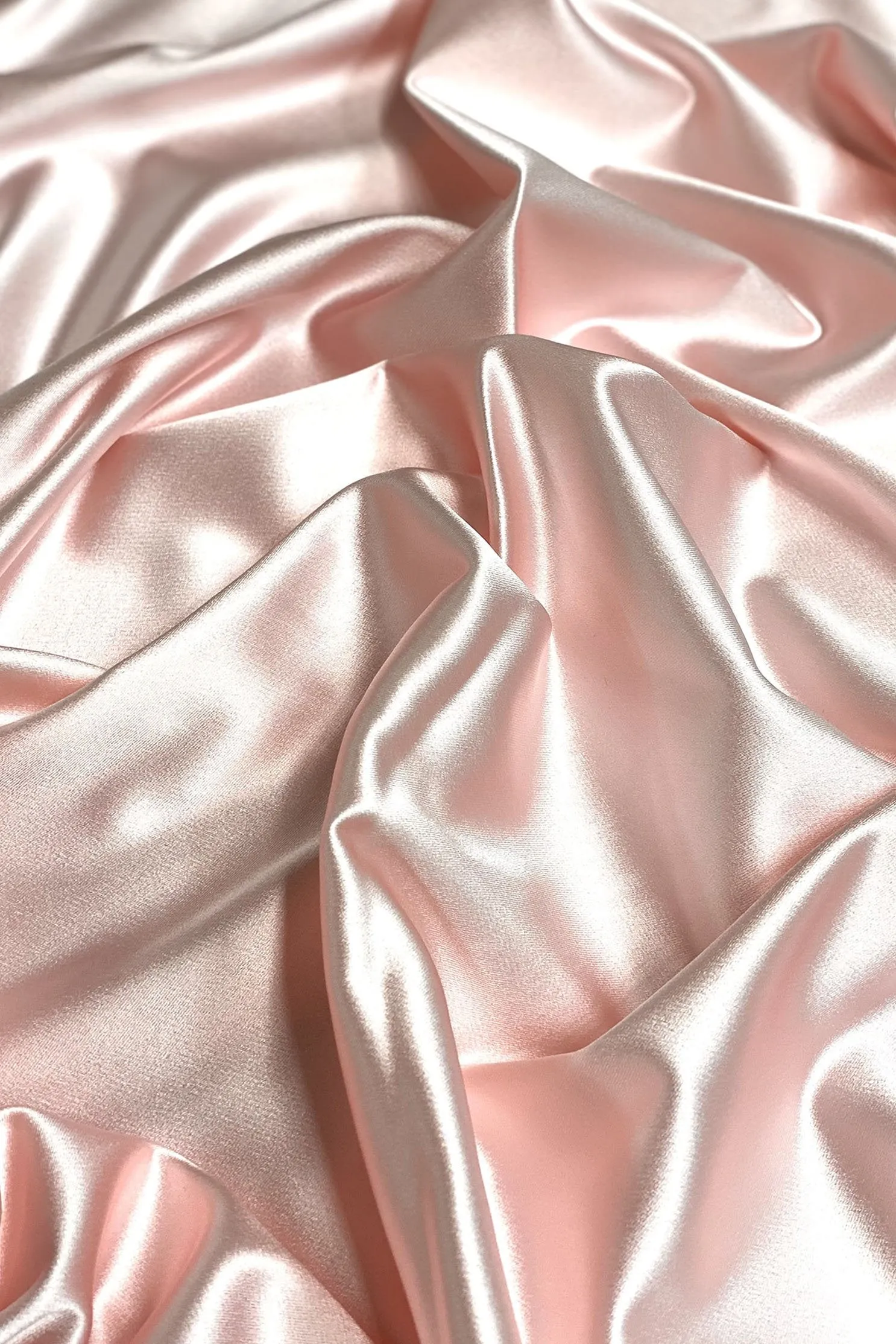 Rosewater Pink Italian Stretch Satin Fabric