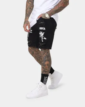 Saint Morta Lil Uzi Distressed Denim Shorts Vintage Black