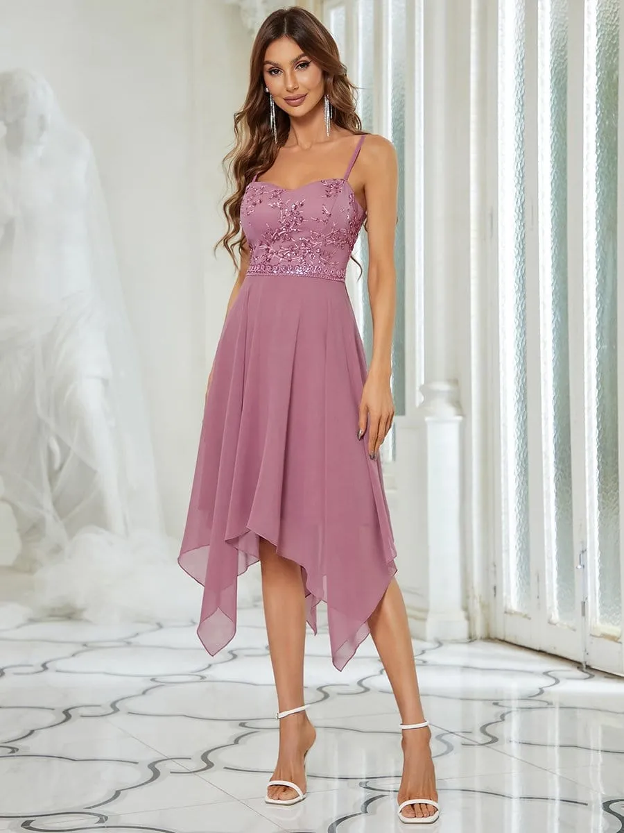 Sequin Cherry Blossom A-Line Evening Dress