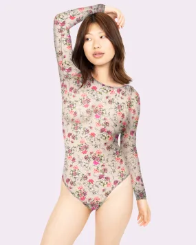 Silky Mesh Long Sleeve Bodysuit | Silky Mesh (Tattoo Floral)