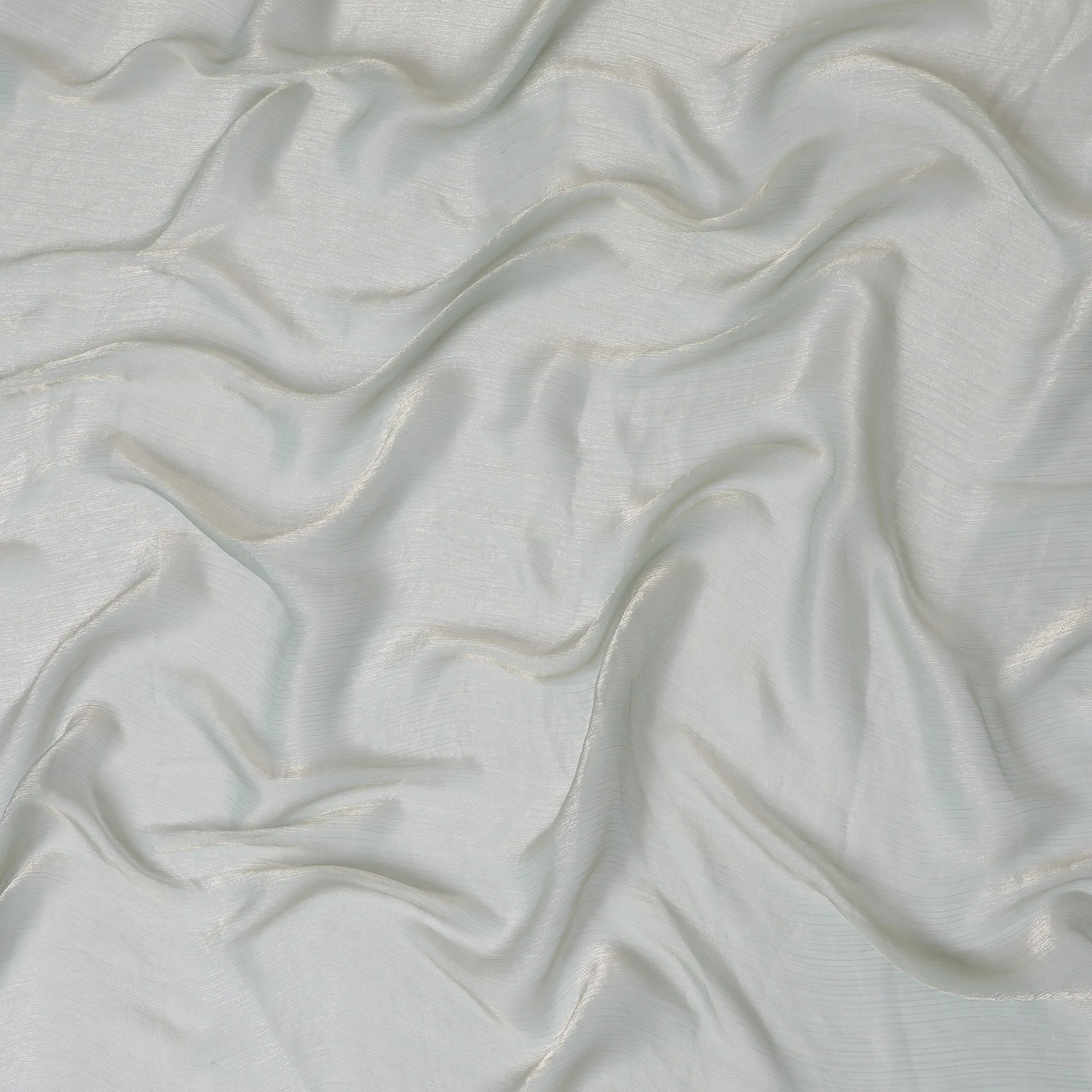 Silver Green Metallic Synthetic Chiffon Fabric, 110 cm Wide-D19131