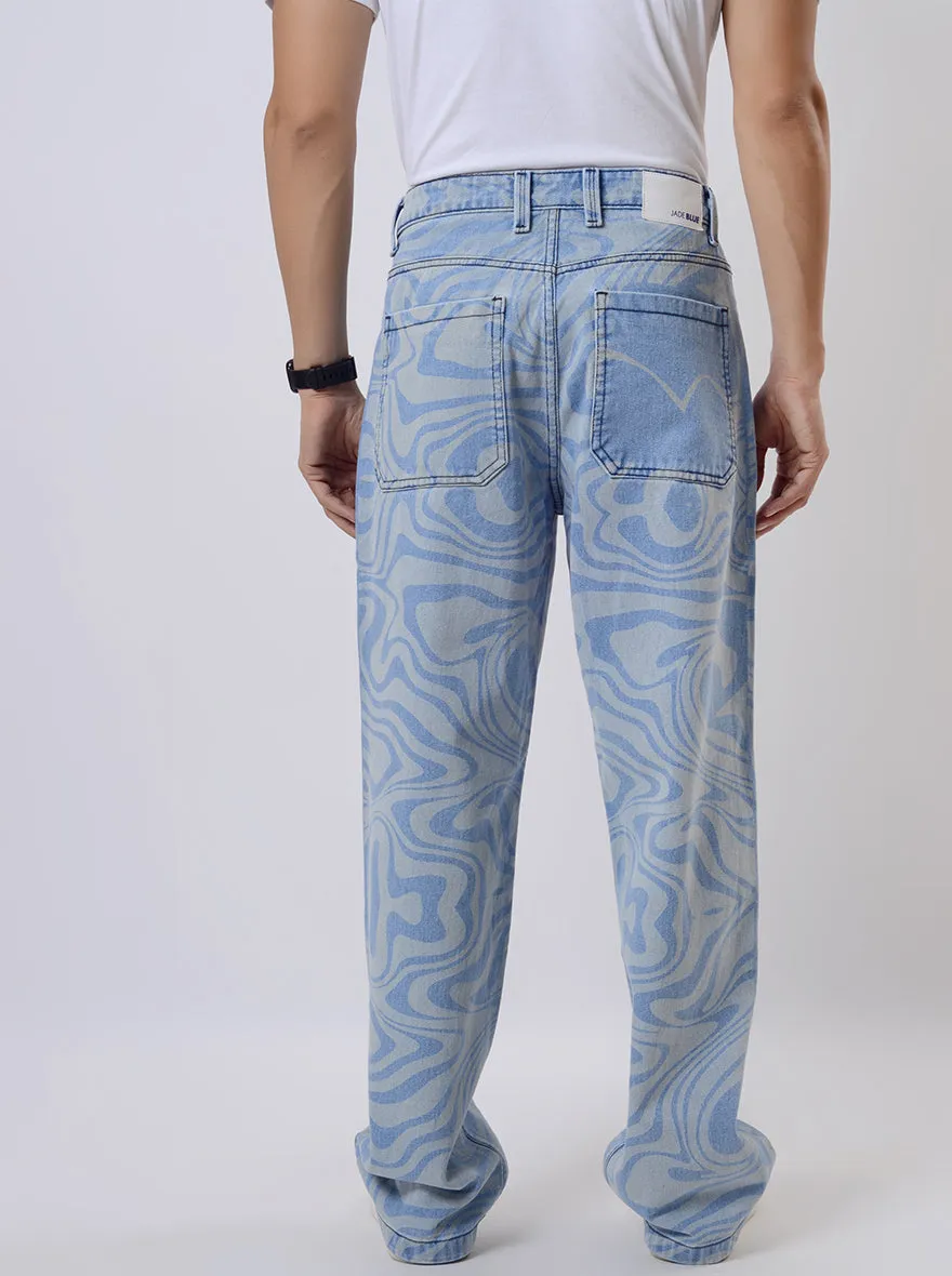 Sky Blue Washed Relax Fit Baggy Denim | JadeBlue