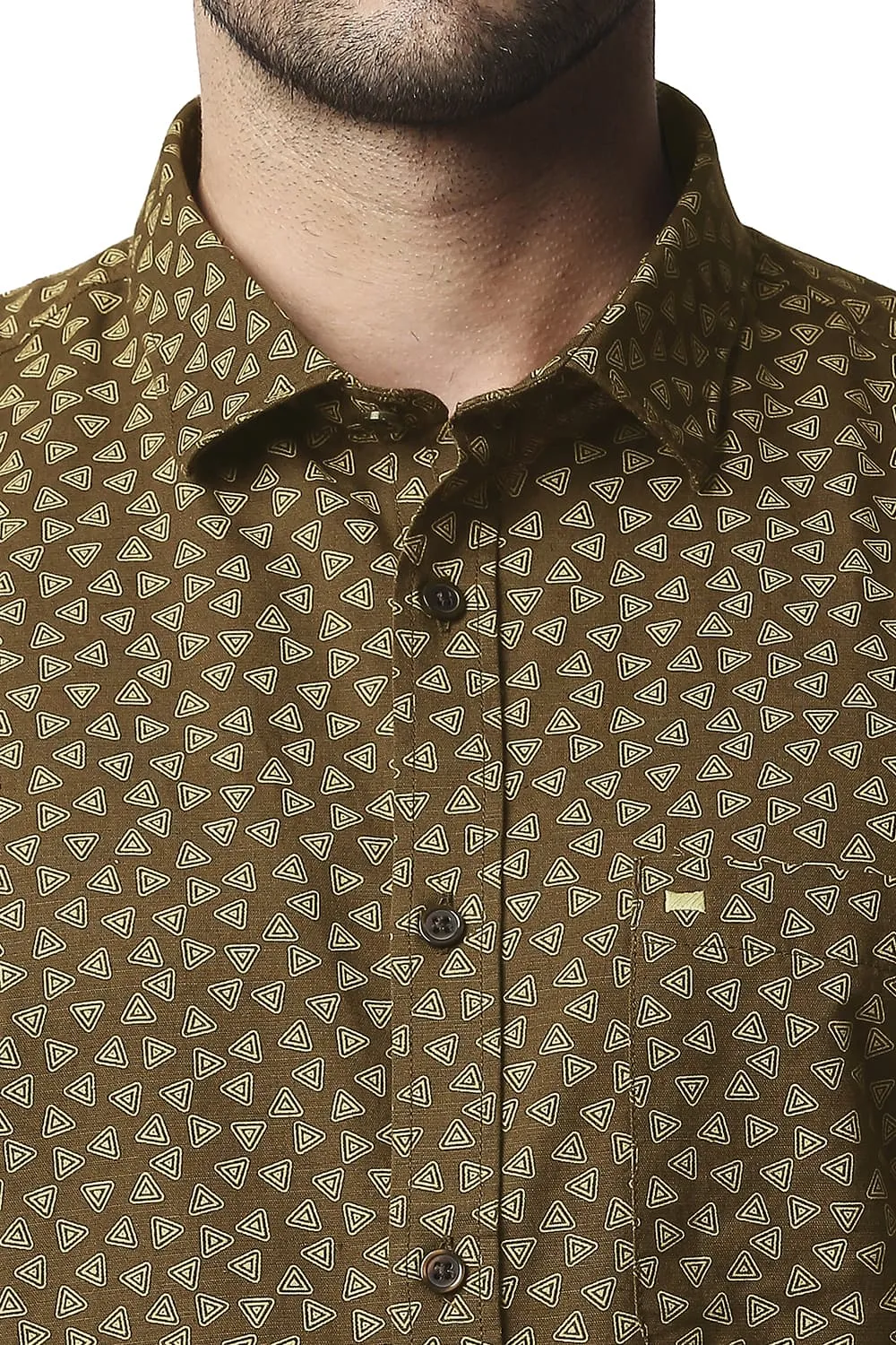 Slim Fit Cotton Hemp Printed Halfsleeves Shirt