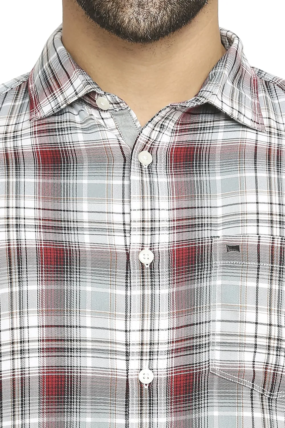 Slim Fit Cotton Polyester Twill Checks Shirt